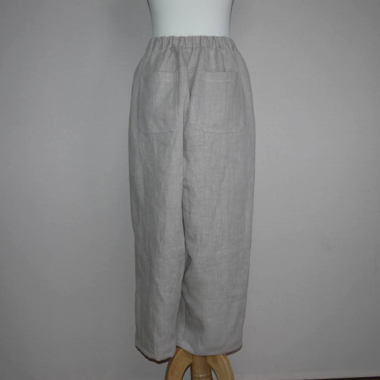 【厚手リネン】ラップパンツ◆【ウィンターリネン】生成り◆厚手15番手、リネン100%◆フリーサイズ | 6枚目