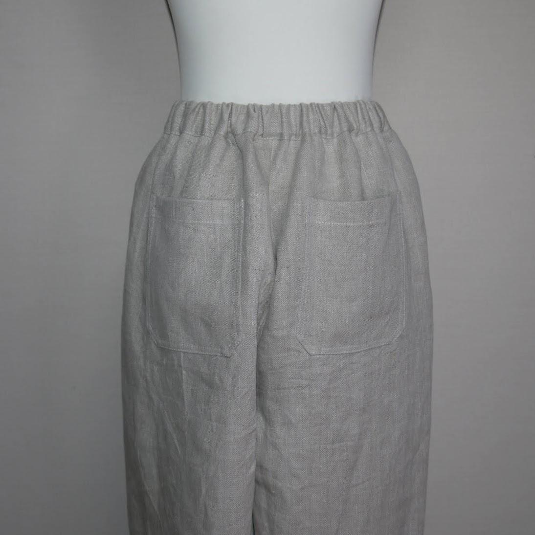 【厚手リネン】ラップパンツ◆【ウィンターリネン】生成り◆厚手15番手、リネン100%◆フリーサイズ | 7枚目