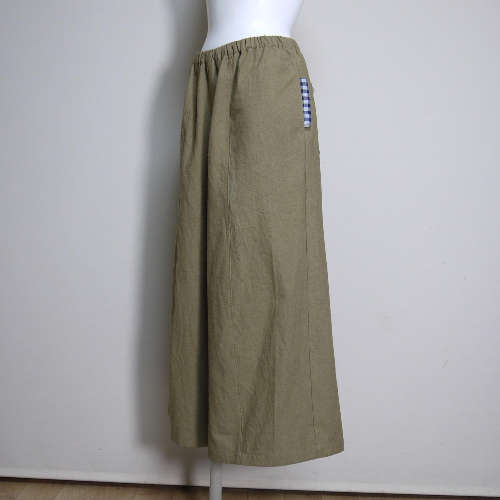 ハーフリネン★立体ワイドパンツ【ヴィンテージハーフ】モカベージュ◆フリーサイズ | 10枚目