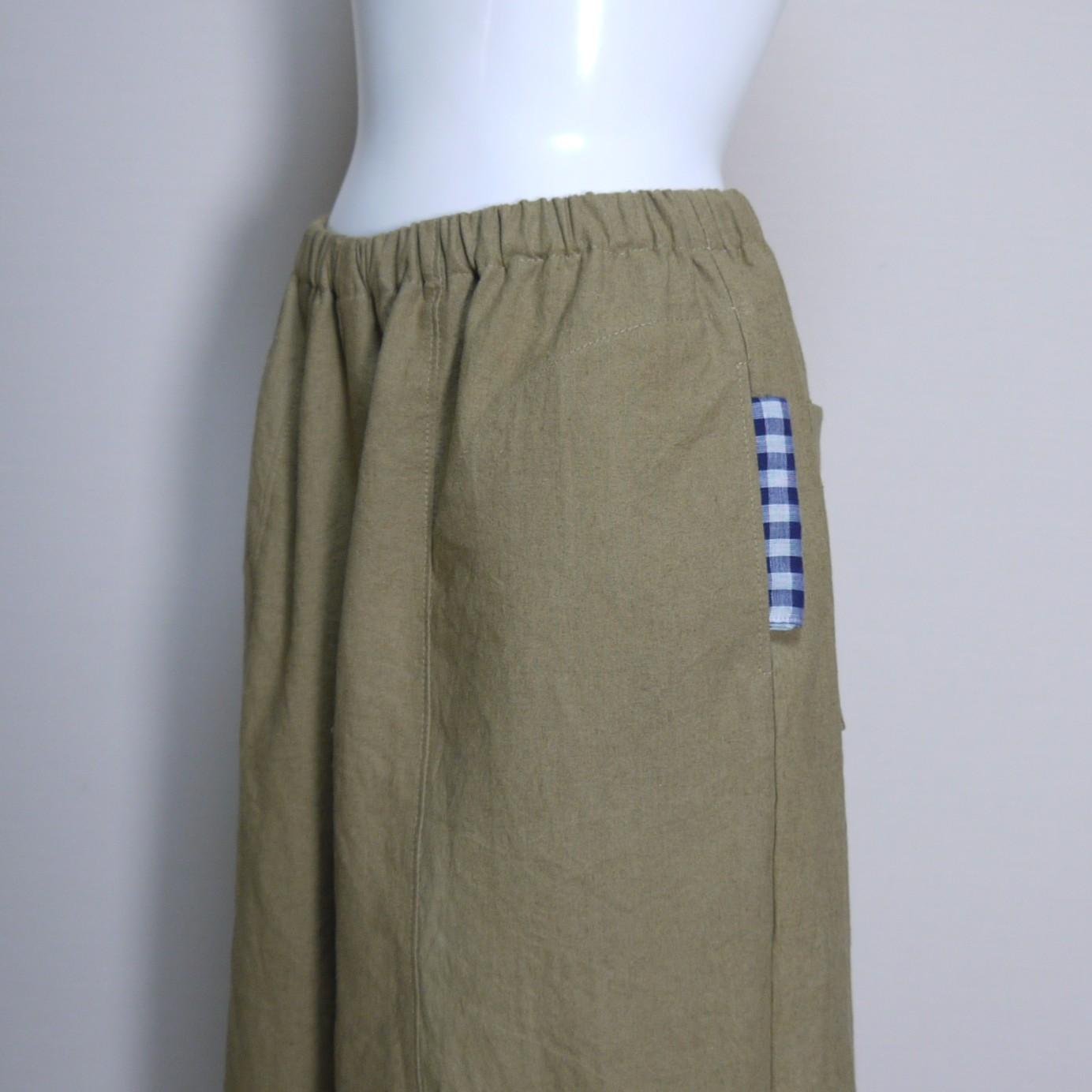 ハーフリネン★立体ワイドパンツ【ヴィンテージハーフ】モカベージュ◆フリーサイズ | 11枚目