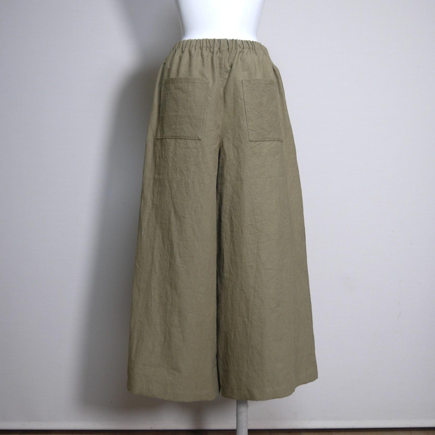 ハーフリネン★立体ワイドパンツ【ヴィンテージハーフ】モカベージュ◆フリーサイズ | 13枚目