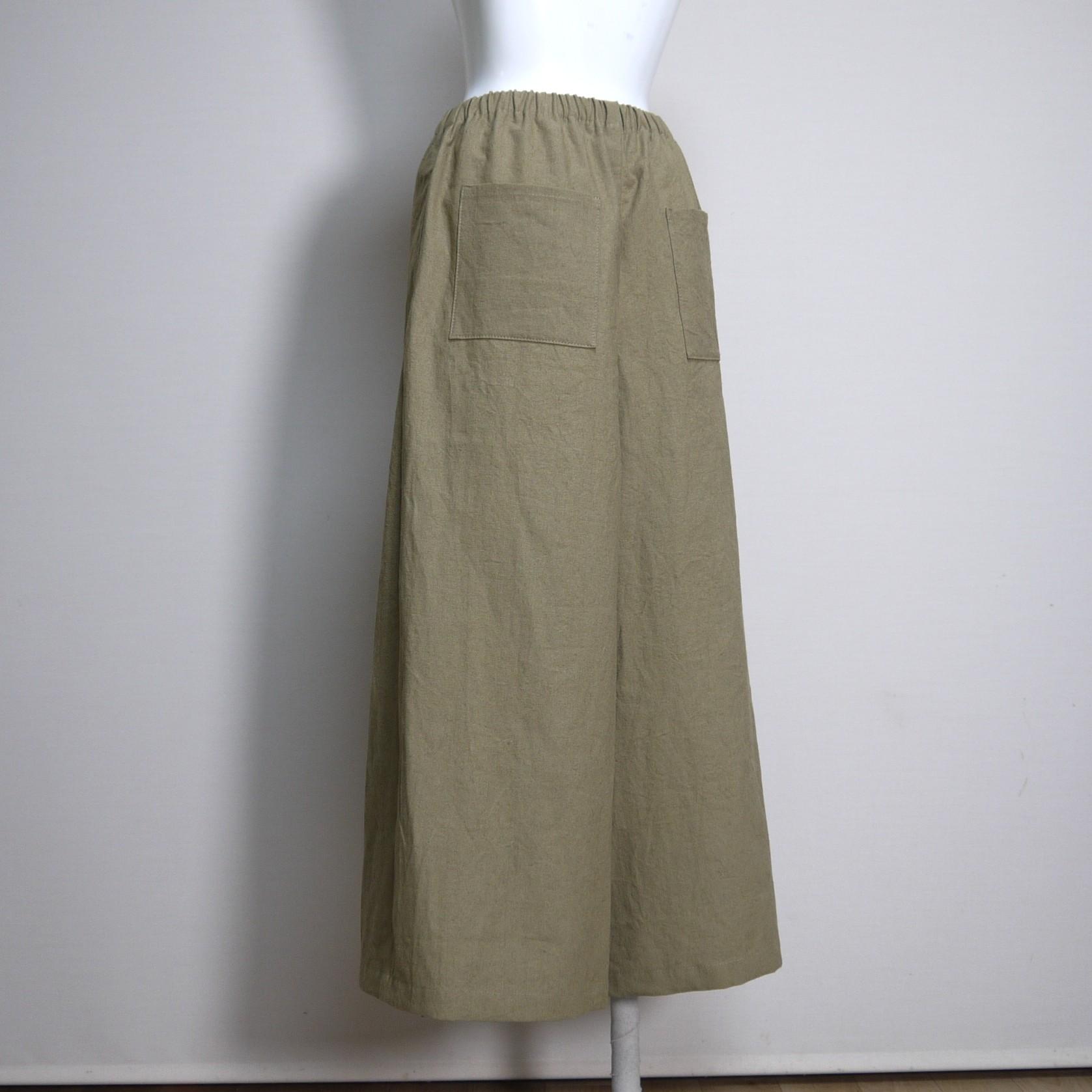 ハーフリネン★立体ワイドパンツ【ヴィンテージハーフ】モカベージュ◆フリーサイズ | 14枚目