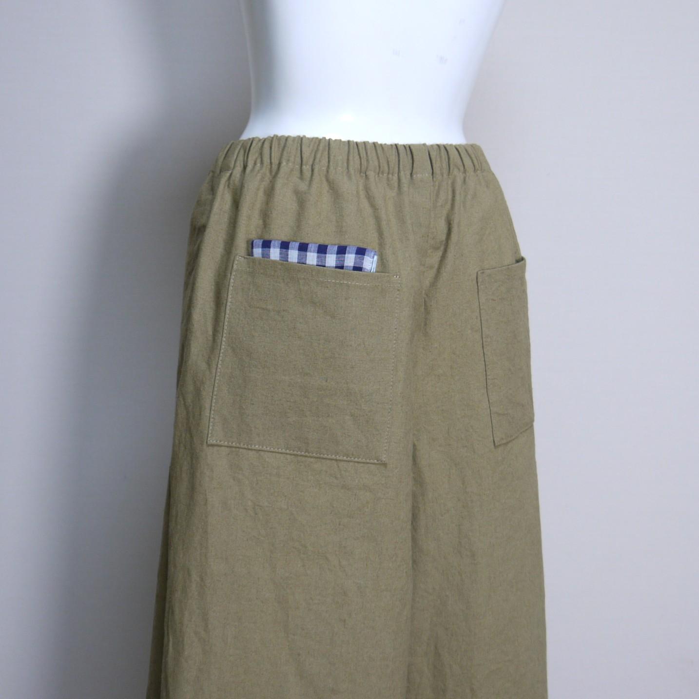 ハーフリネン★立体ワイドパンツ【ヴィンテージハーフ】モカベージュ◆フリーサイズ | 15枚目