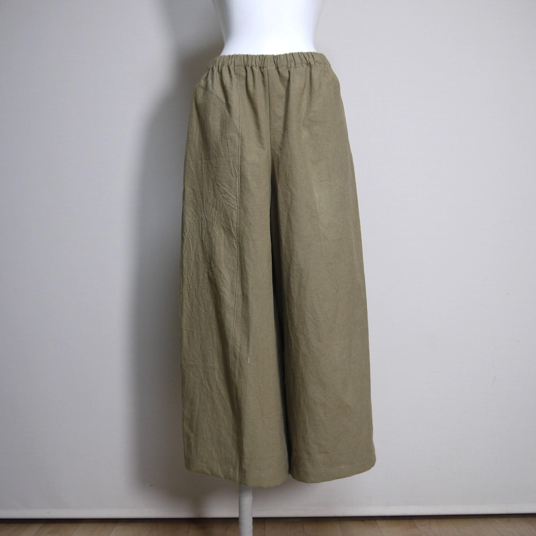 ハーフリネン★立体ワイドパンツ【ヴィンテージハーフ】モカベージュ◆フリーサイズ | 7枚目