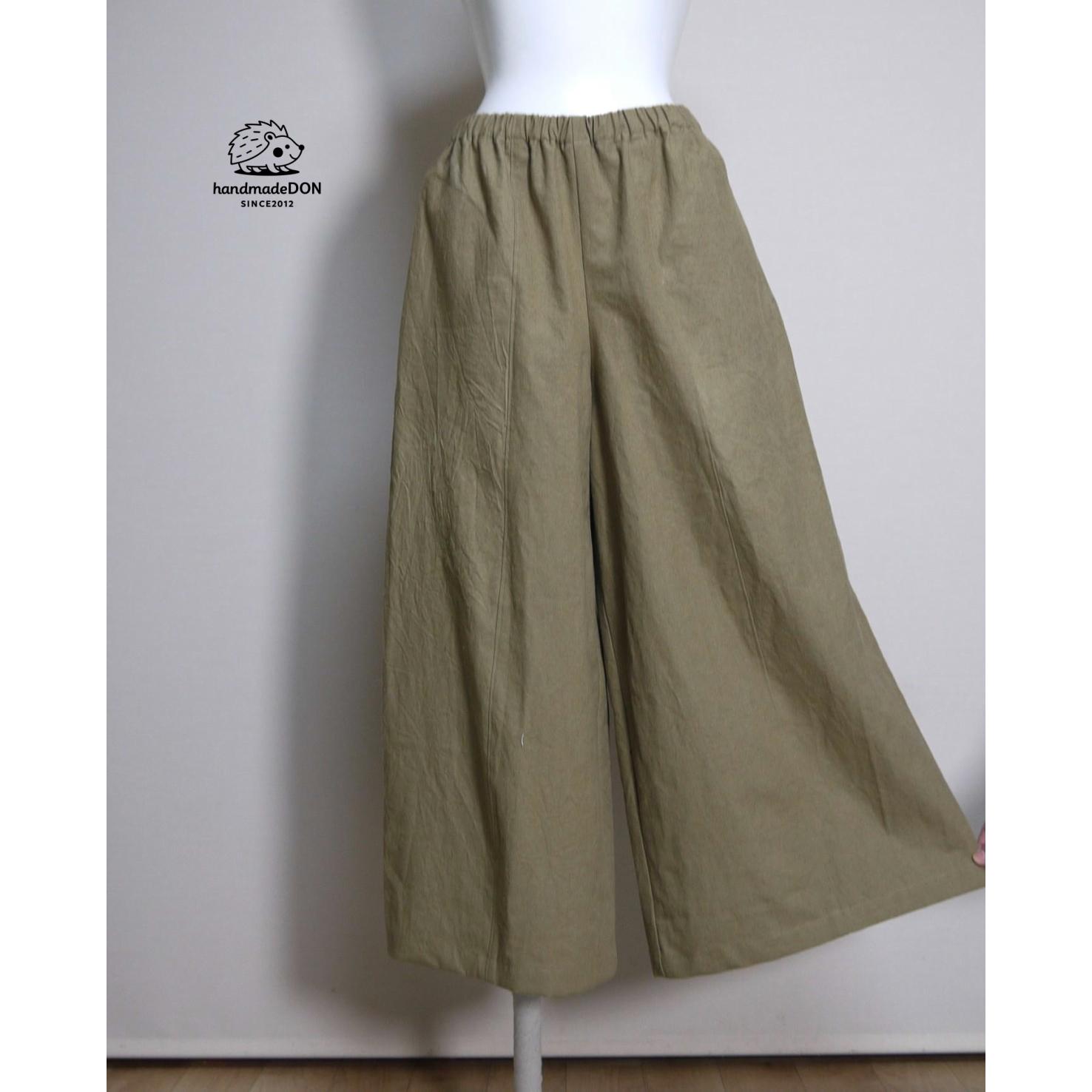 ハーフリネン★立体ワイドパンツ【ヴィンテージハーフ】モカベージュ◆フリーサイズ | 8枚目