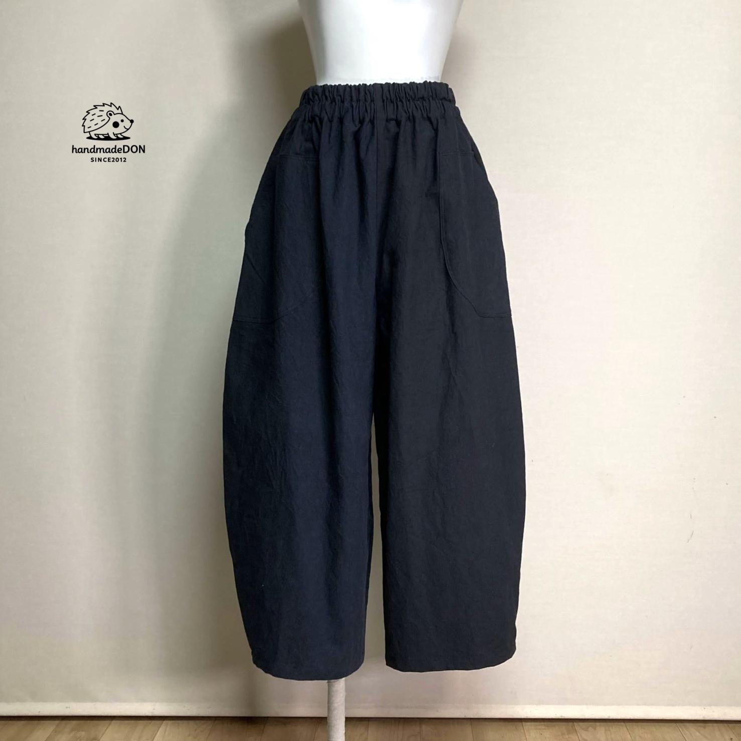 コクーンパンツ【ヴィンテージハーフ】スミクロ(ハーフリネン)◆フリーサイズ1枚目の画像
