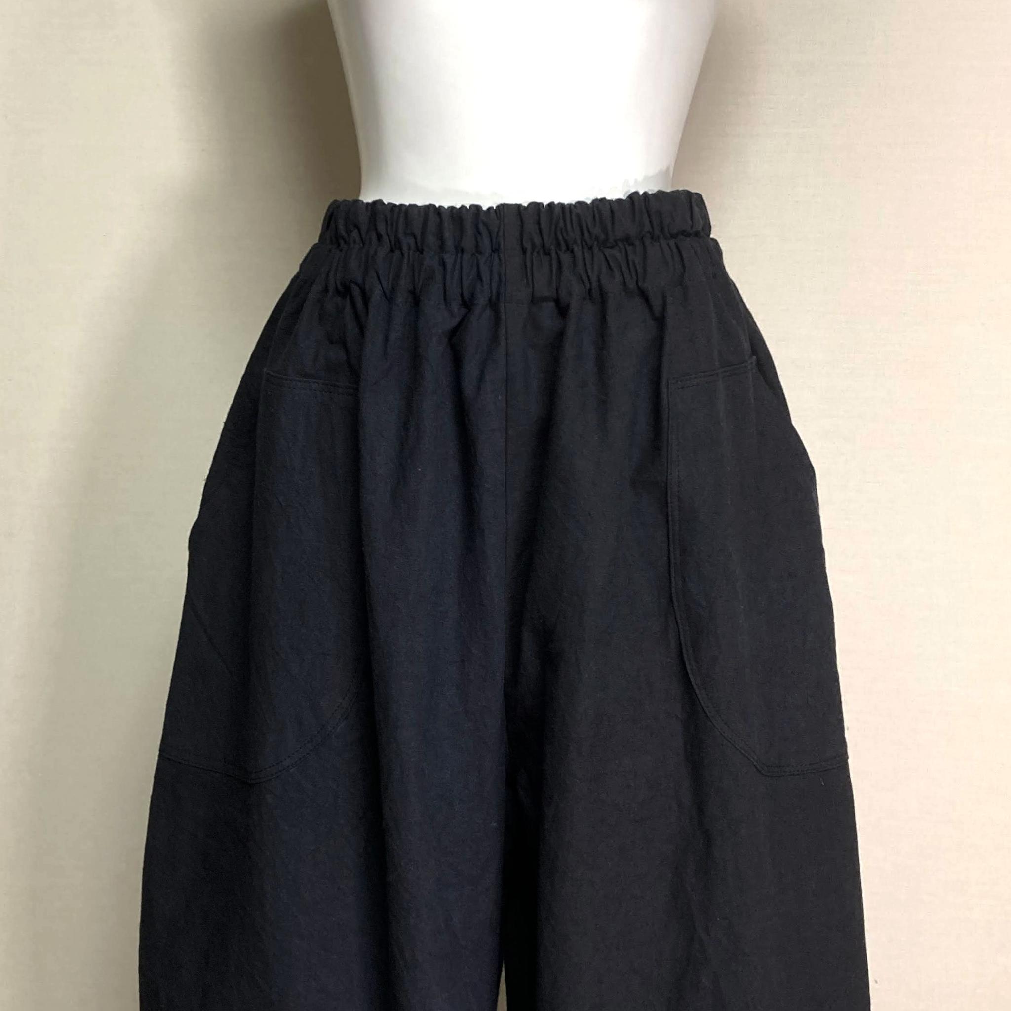 コクーンパンツ【ヴィンテージハーフ】スミクロ(ハーフリネン)◆フリーサイズ | 2枚目