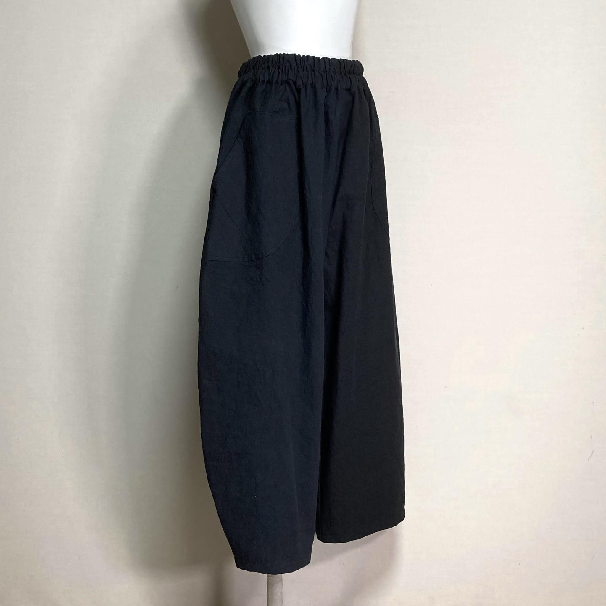 コクーンパンツ【ヴィンテージハーフ】スミクロ(ハーフリネン)◆フリーサイズ | 3枚目