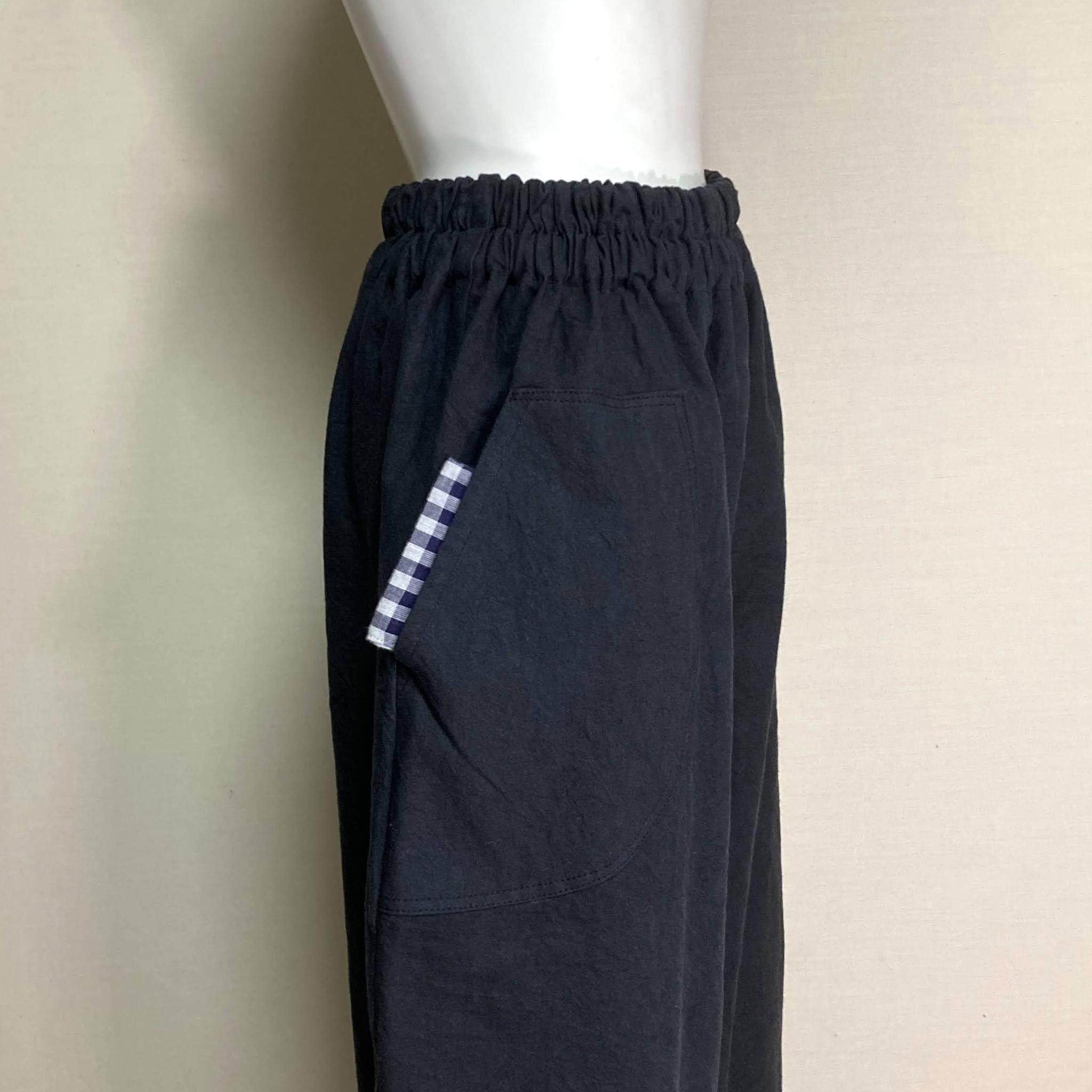 コクーンパンツ【ヴィンテージハーフ】スミクロ(ハーフリネン)◆フリーサイズ | 5枚目